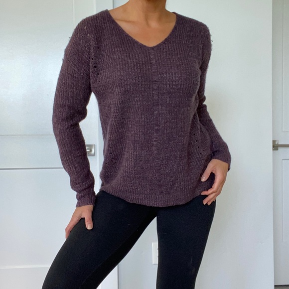 Staccato Sweaters - Purple Lace-Up Back Sweater